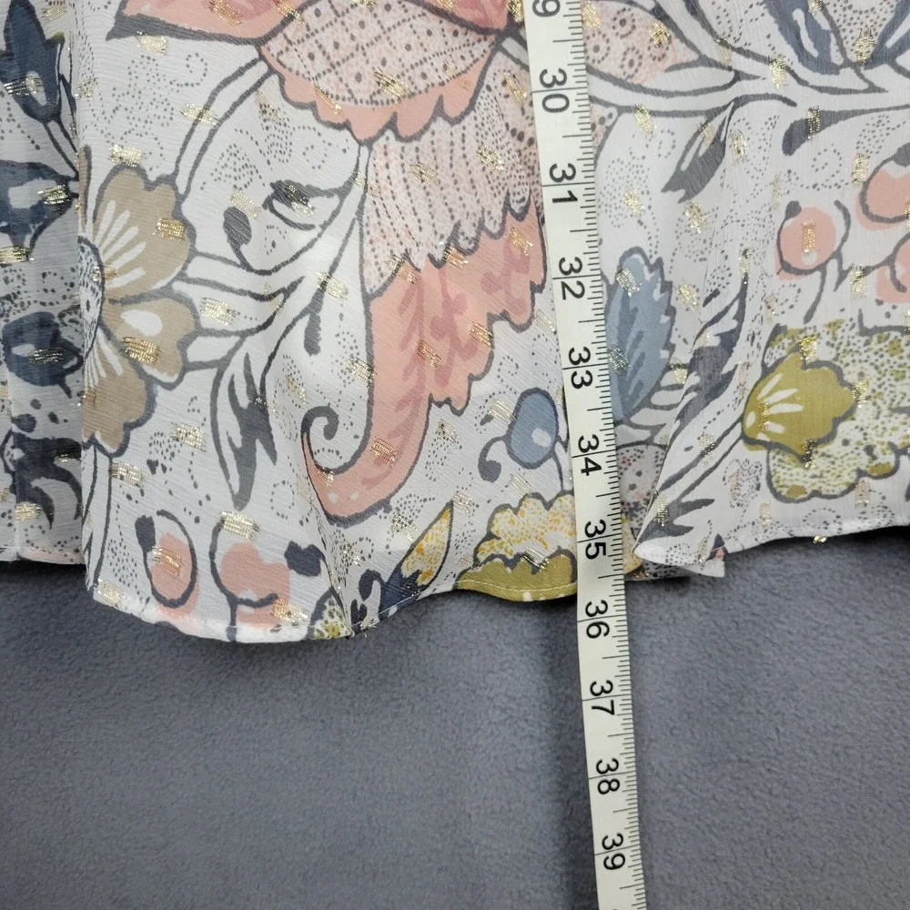 Loft Shift Dress Women's XS Multicolor Floral Lined Round Neck Short Sleeve Boho